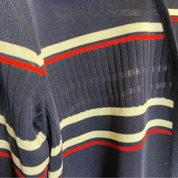 Marie St. Monet Striped Navy Blue/White/Red Cardigan XL - Picture 3 of 7